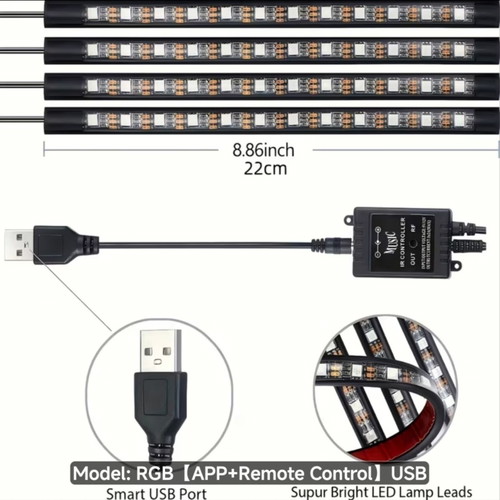 RGB ambient lighting for car with app and remote control