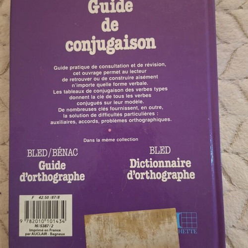Guide de conjugaison French verb conjugation book by Burney / Bénac, Hachette
