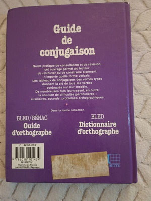 Guide de conjugaison French verb conjugation book by Burney / Bénac, Hachette