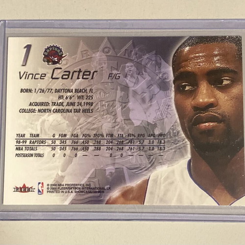 1999-00 Fleer Showcase Vince Carter #1 Toronto Raptors card new