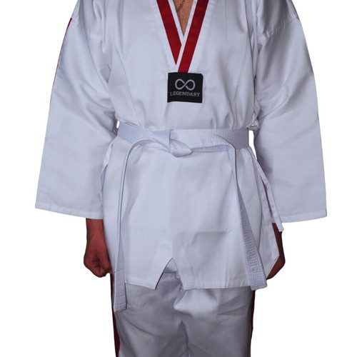 Legendary Taekwondo Dobok Set White with Red Stripe