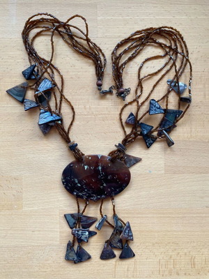 Handmade necklace like new with ivory elements and brown beads
