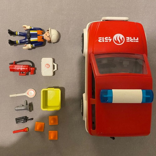 Playmobil fire truck used toy set
