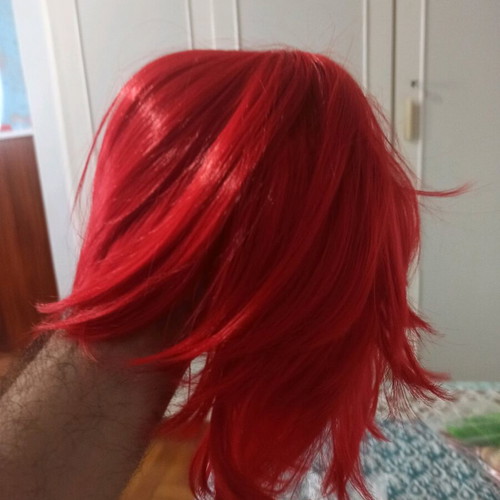 Anime red cosplay wig used