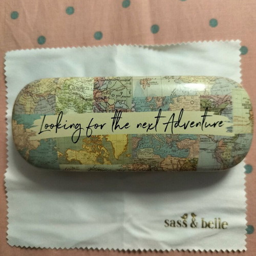 Sass & Belle glasses case like new with map pattern