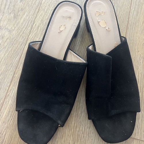 Migato black suede mules used, low heel 3.5 cm, size 39