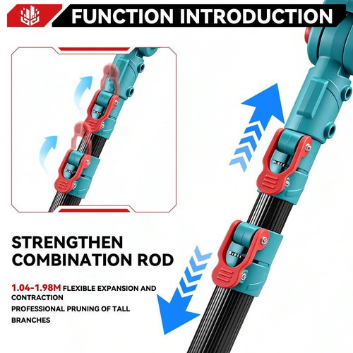 Rechargeable 4-in-1 Pruning Set 21V with 6" Chainsaw and Telescopic Pole
