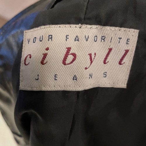 Cibyll jeans jacket black shiny faux leather size Medium