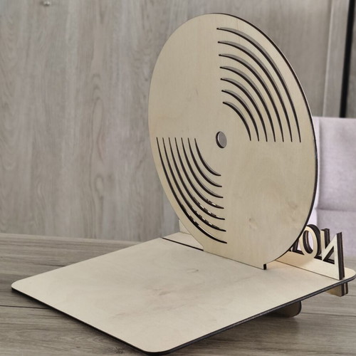 Custom wooden vinyl record stand "Now Playing"