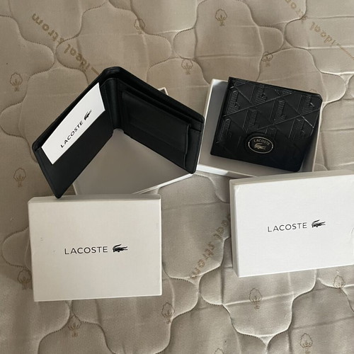 Lacoste Wallet new, black with embossed geometric design