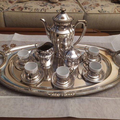Complete vintage coffee and tea set with tray