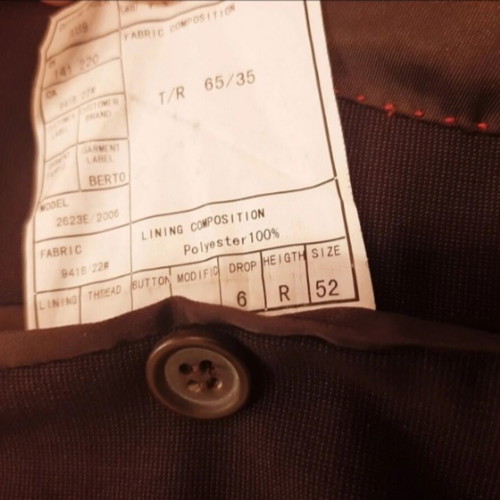 Berto Lucci suit used, brown, jacket size 52, pants size 44