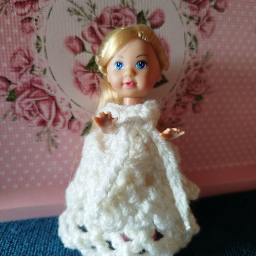 Doll with handmade dress new, 10 cm