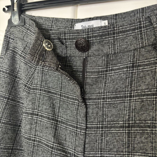 Toi&Moi checked gray wide leg pants new