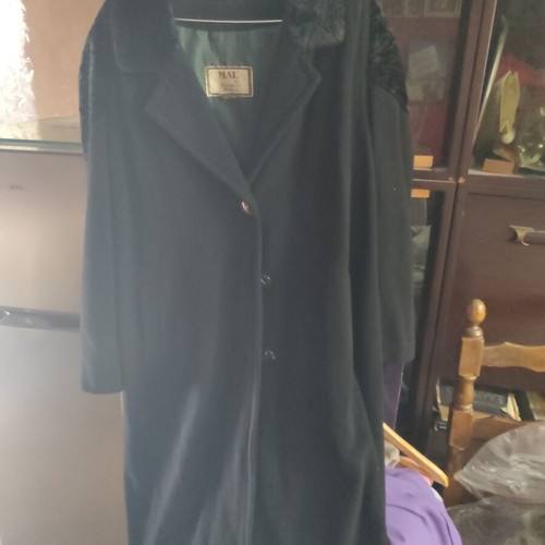 Black coat like new with details, fits up to XL