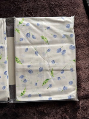 Bed sheet set white with blue flowers 100% cotton new