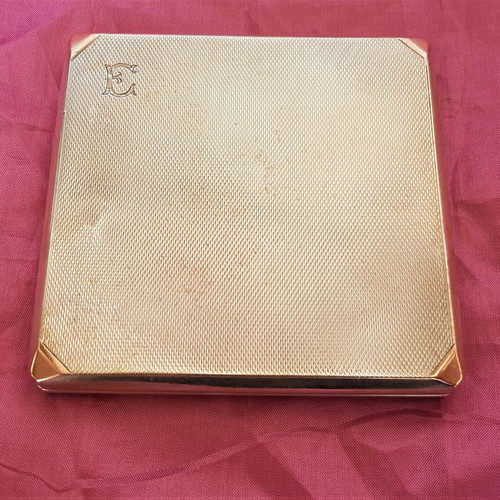 Silver and gold handmade vintage cigarette case used, Made in England 1932