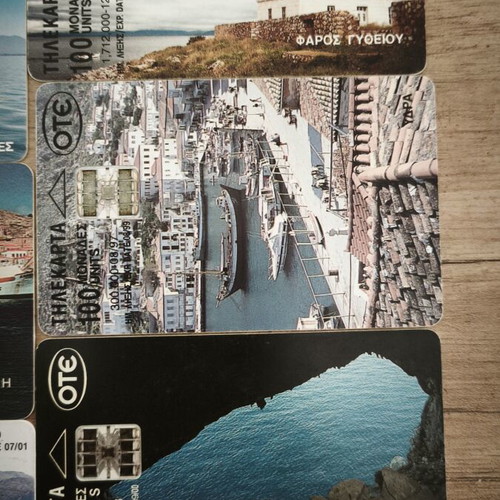 OTE phone card collection, 15 different Greek places, 100 units each