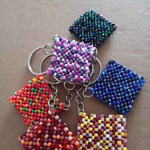 Handmade beaded keychain new, multicolor