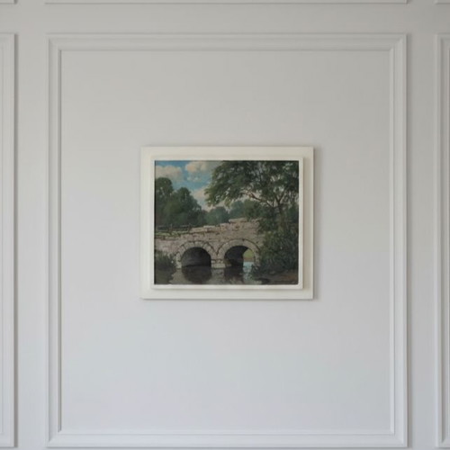 Tom Milbank Signed Painting Landscape with Stone Bridge like new