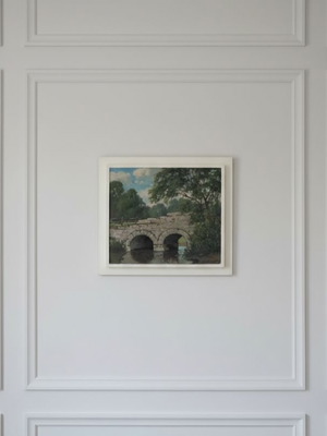 Tom Milbank Signed Painting Landscape with Stone Bridge like new