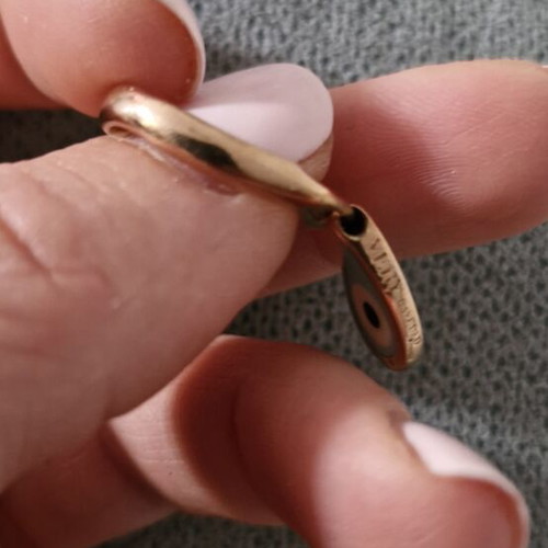 Very Gavello K9 gold ring with eye, size 51, turquoise and gold