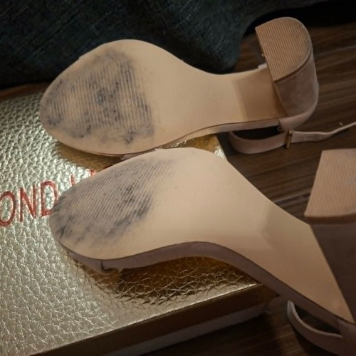 Second Lady sandals size 39, beige suede with high block heel