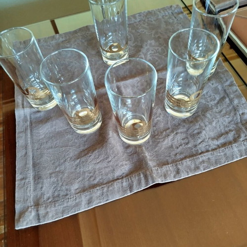 Set of 6 tall whisky glasses with gold PN insignia like new