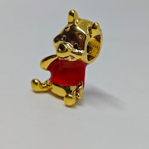 Disney Winnie the Pooh Charm pendant, like new, gold plated with red enamel