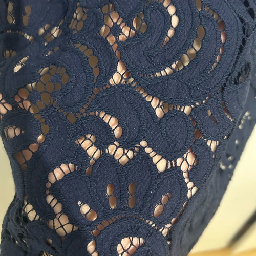 Oasis lace top Medium blue with beige lining like new