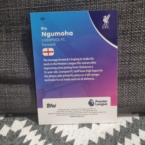 Rio Ngumoha 2025-26 Topps Chrome Premier League Aqua Refractor Base RC new