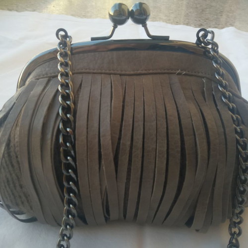 Stefanel shoulder bag used, brown leather and wool