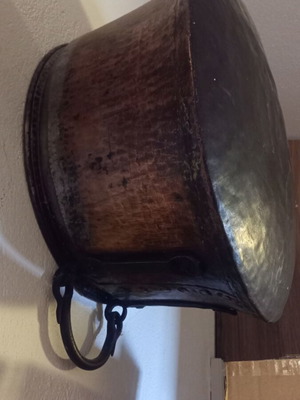 Old copper cauldron used, diameter 50 cm