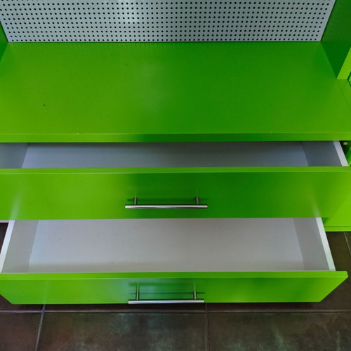 Set of 4 display shelves with lighting and storage, MDF wood