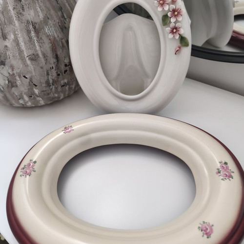Porcelain photo frames used, set of 2, without glass