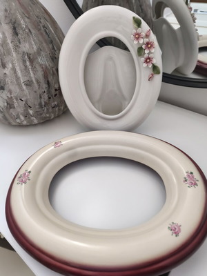 Porcelain photo frames used, set of 2, without glass