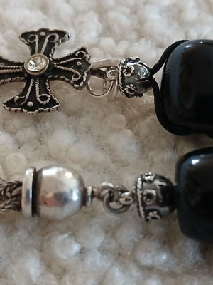 Orthodox Russian Monolo Amber Worry Beads used, silver 925