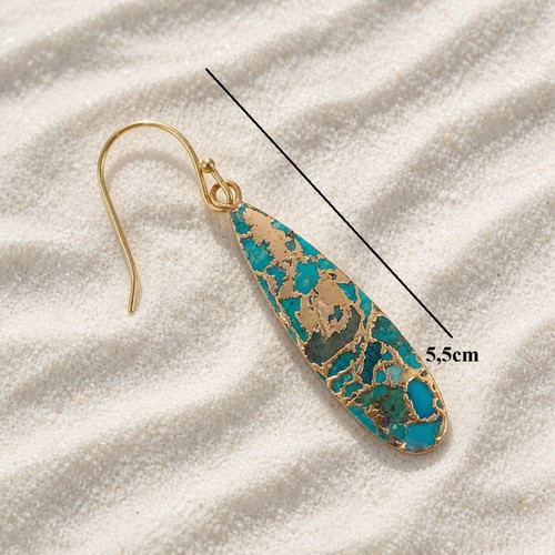 Handmade earrings from gold-plated brass with turquoise new