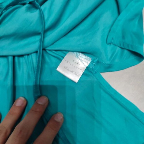 Maki Philosophy turquoise satin top kimono size S, new