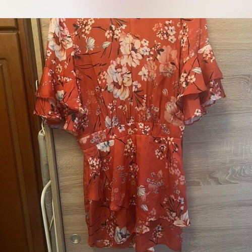 River Island orange one-piece shorts jumpsuit