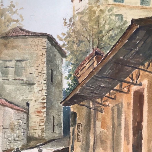 Painting G. Stamatopoulos used, rare watercolor artwork