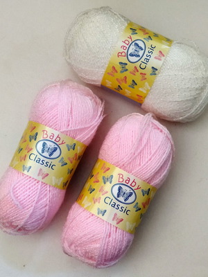 Baby Classic hypoallergenic knitting yarn set, 3 pieces, pink and white