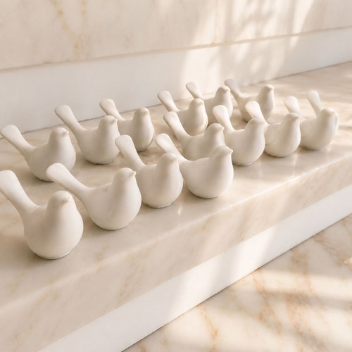 Plaster birds pack of 15, 11 cm, natural color