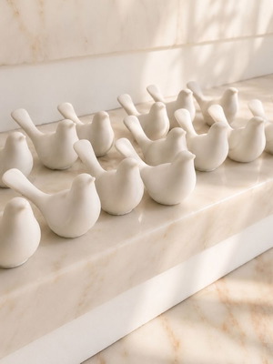 Plaster birds pack of 15, 11 cm, natural color