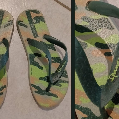 Boys' summer set used, striped swim shorts and Ipanema flip-flops