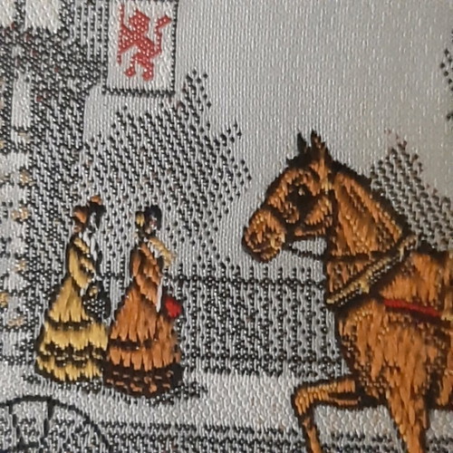 Street Scene 1842 silk woven picture like new, J & J Cash Ltd England