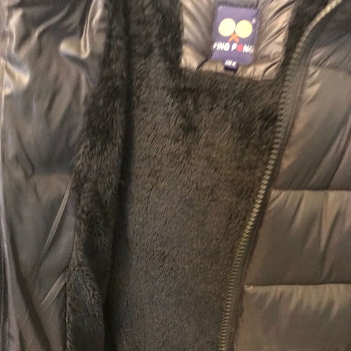 Girls' jacket XS with detachable fur, like new, black and pink