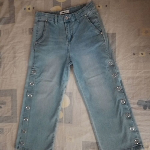 Matis cropped jeans size 38 new, blue with side buttons