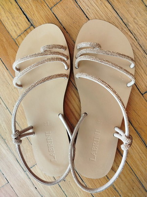 Labrini leather sandals size 37 rose-gold like new