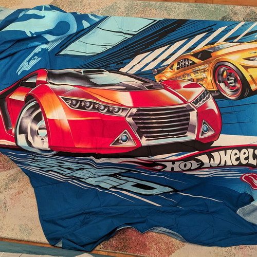 Kentia Hot Wheels bed sheet like new, cotton, single bed